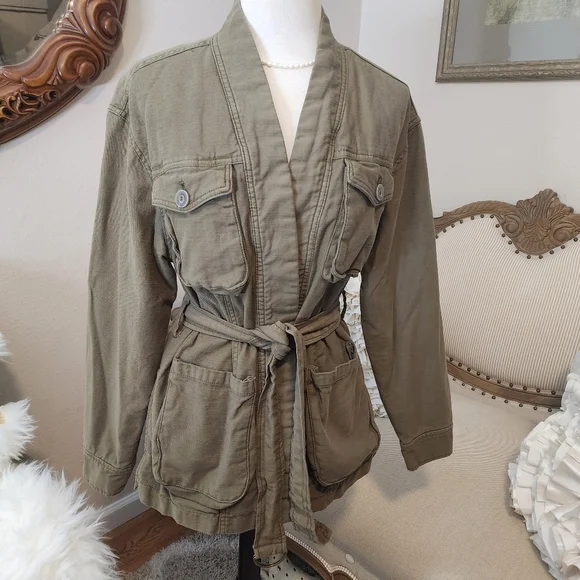 Free People Olive Green Cargo Jacket - Picture 3 of 11